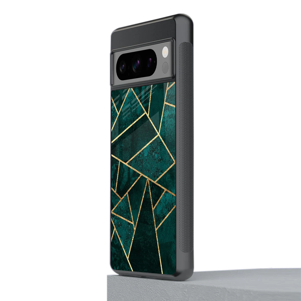 Emerald Geometry stylish phone case for google pixel 8 pro | glossy glass and slim fit