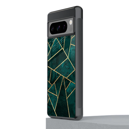Emerald Geometry stylish phone case for google pixel 8 pro | glossy glass and slim fit