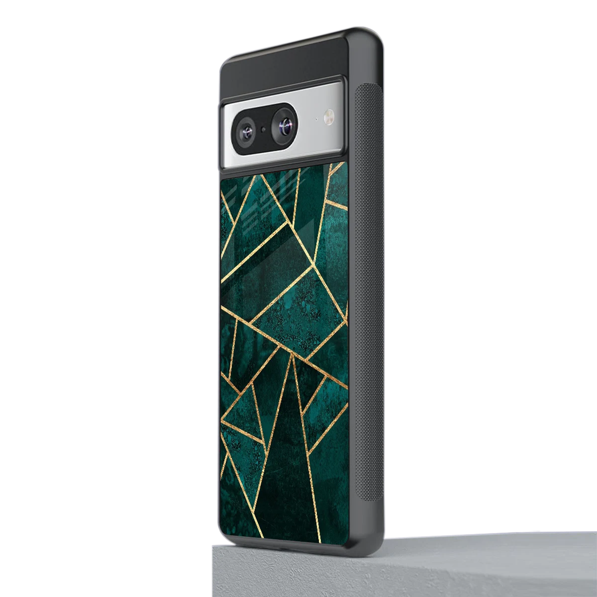 Emerald Geometry stylish phone case for google pixel 8 | glossy glass and slim fit