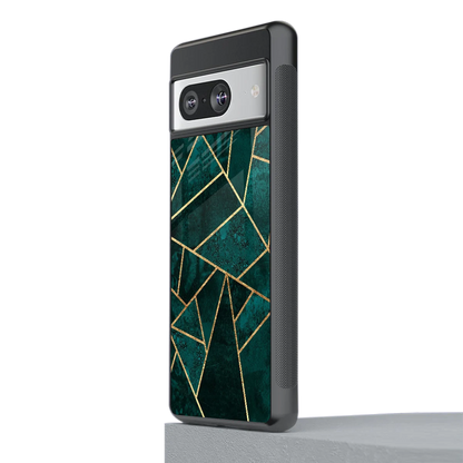 Emerald Geometry stylish phone case for google pixel 8 | glossy glass and slim fit