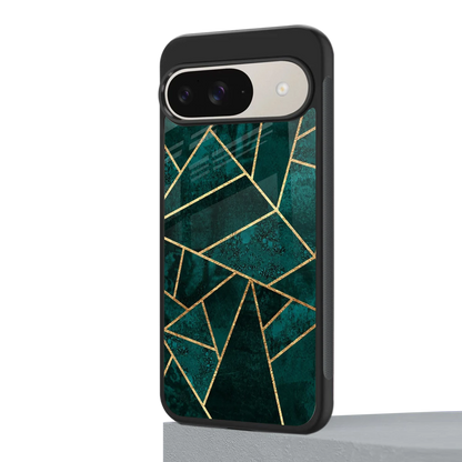 Emerald Geometry google pixel 9 mobile cover | shockproof glass phone case