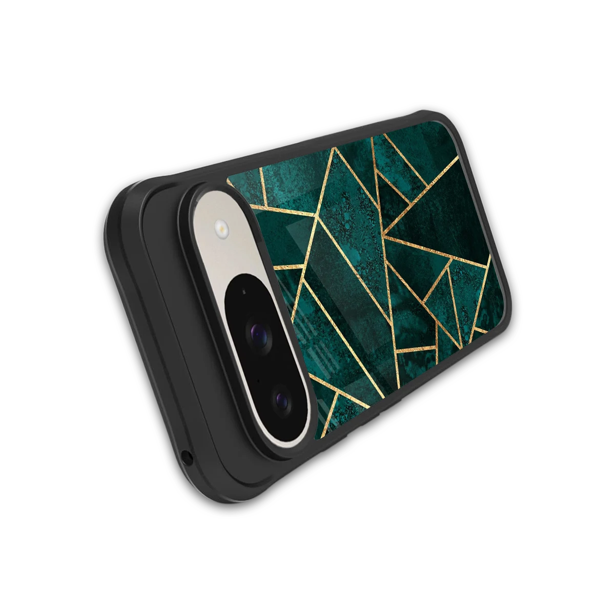 Emerald Geometry stylish phone case for google pixel 9 | glossy glass and slim fit