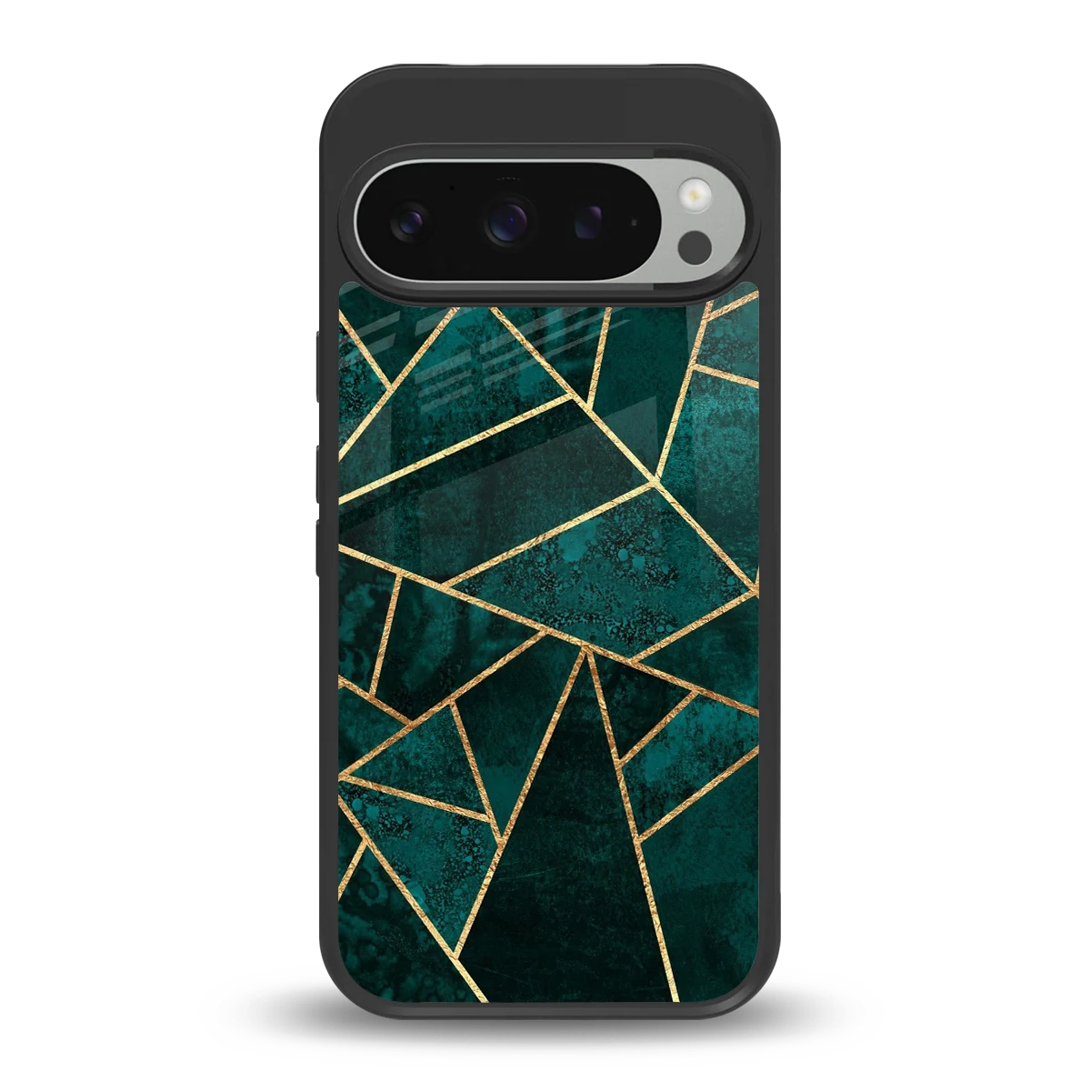 Emerald Geometry back phone cover | glass case for google pixel 9 pro
