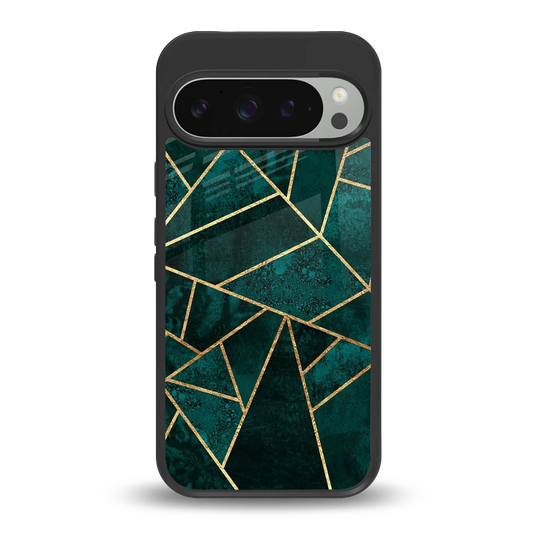 Emerald Geometry back phone cover | glass case for google pixel 9 pro xl