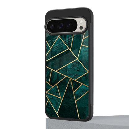 Emerald Geometry google pixel 9 pro mobile cover | shockproof glass phone case