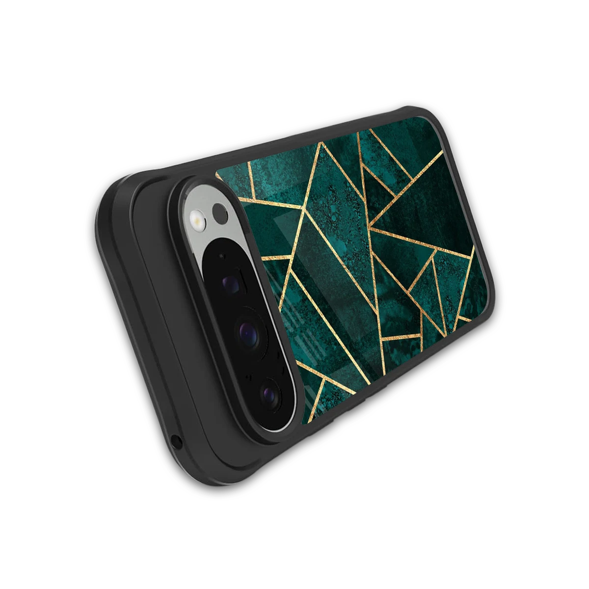 Emerald Geometry stylish phone case for google pixel 9 pro xl | glossy glass and slim fit