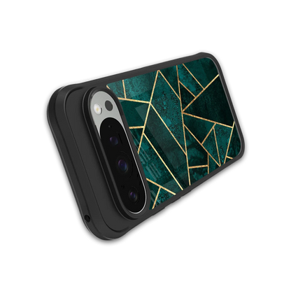 Emerald Geometry stylish phone case for google pixel 9 pro xl | glossy glass and slim fit