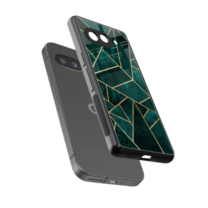 Emerald Geometry sleek google pixel 10a cover with tempered glass back and TPU edges