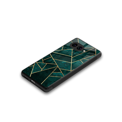 Emerald Geometry stylish phone case for google pixel 10a | glossy glass and slim fit