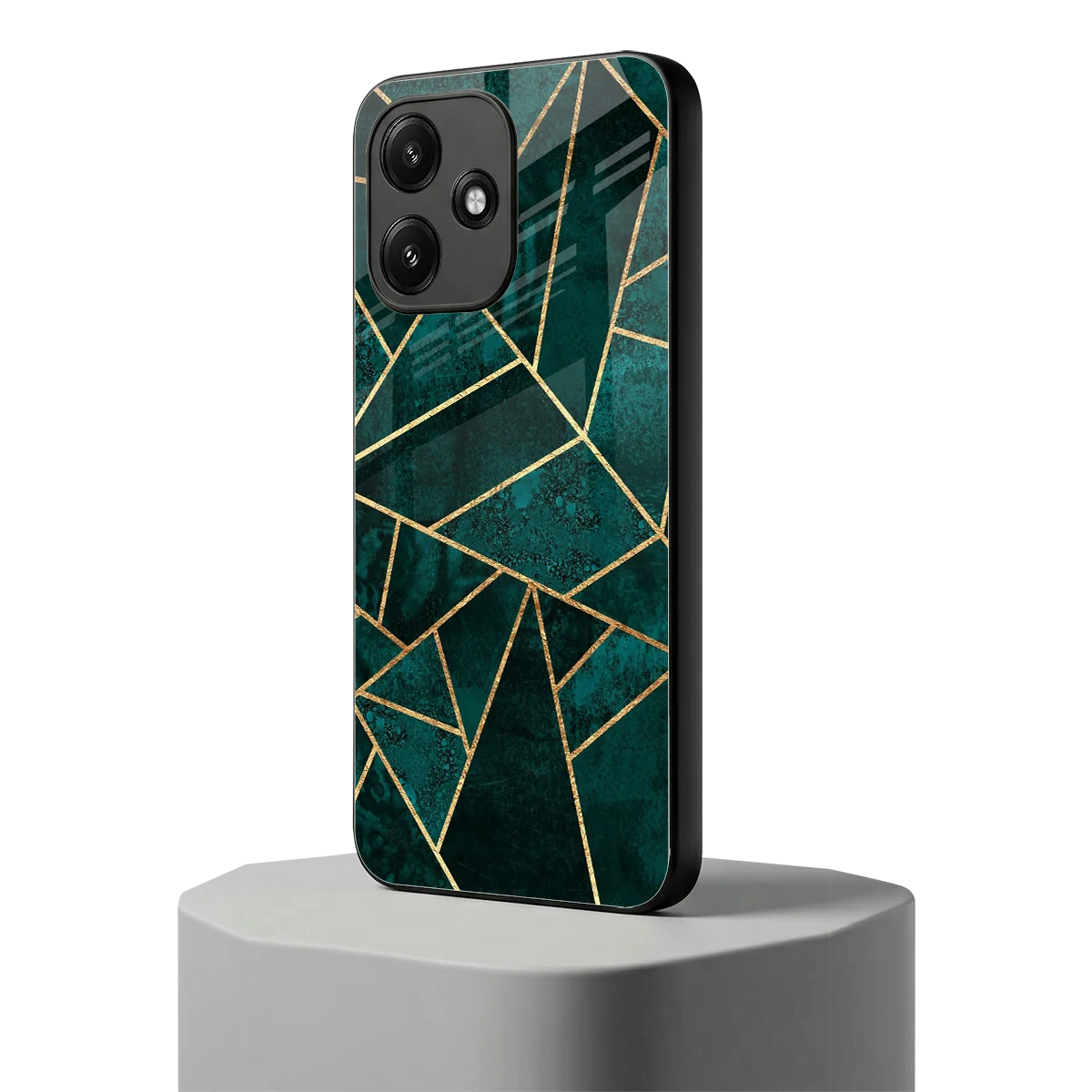 Emerald Geometry redmi 12 5g mobile cover | shockproof glass phone case