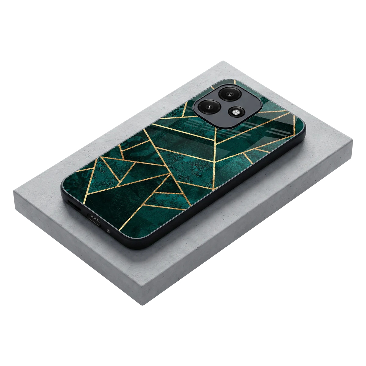 Emerald Geometry stylish phone case for redmi 12 5g | glossy glass and slim fit