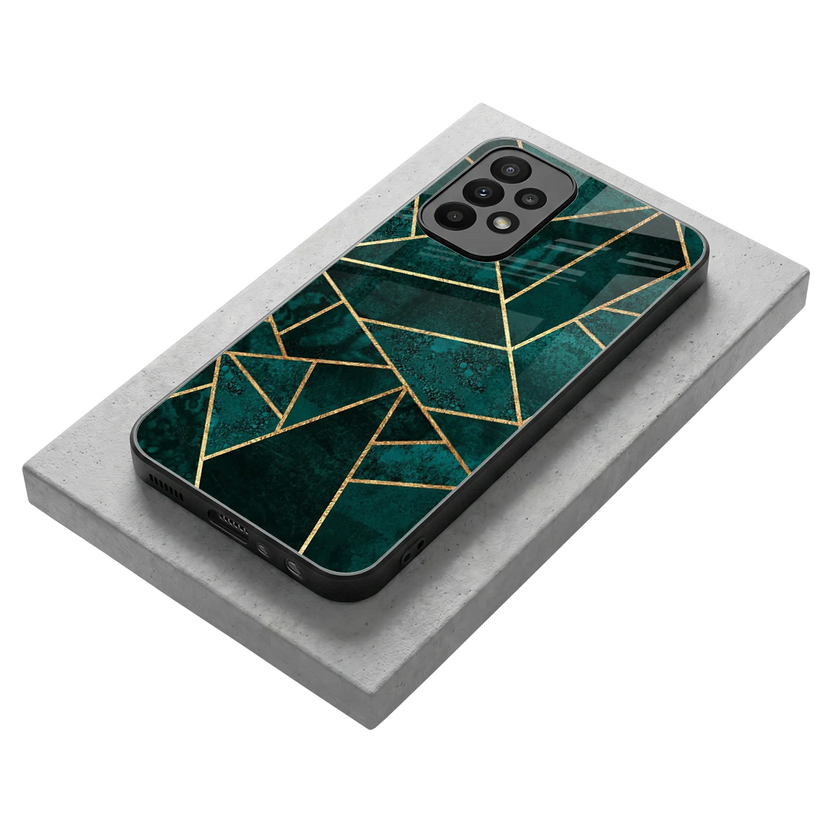 Emerald Geometry stylish phone case for samsung galaxy a23 | glossy glass and slim fit