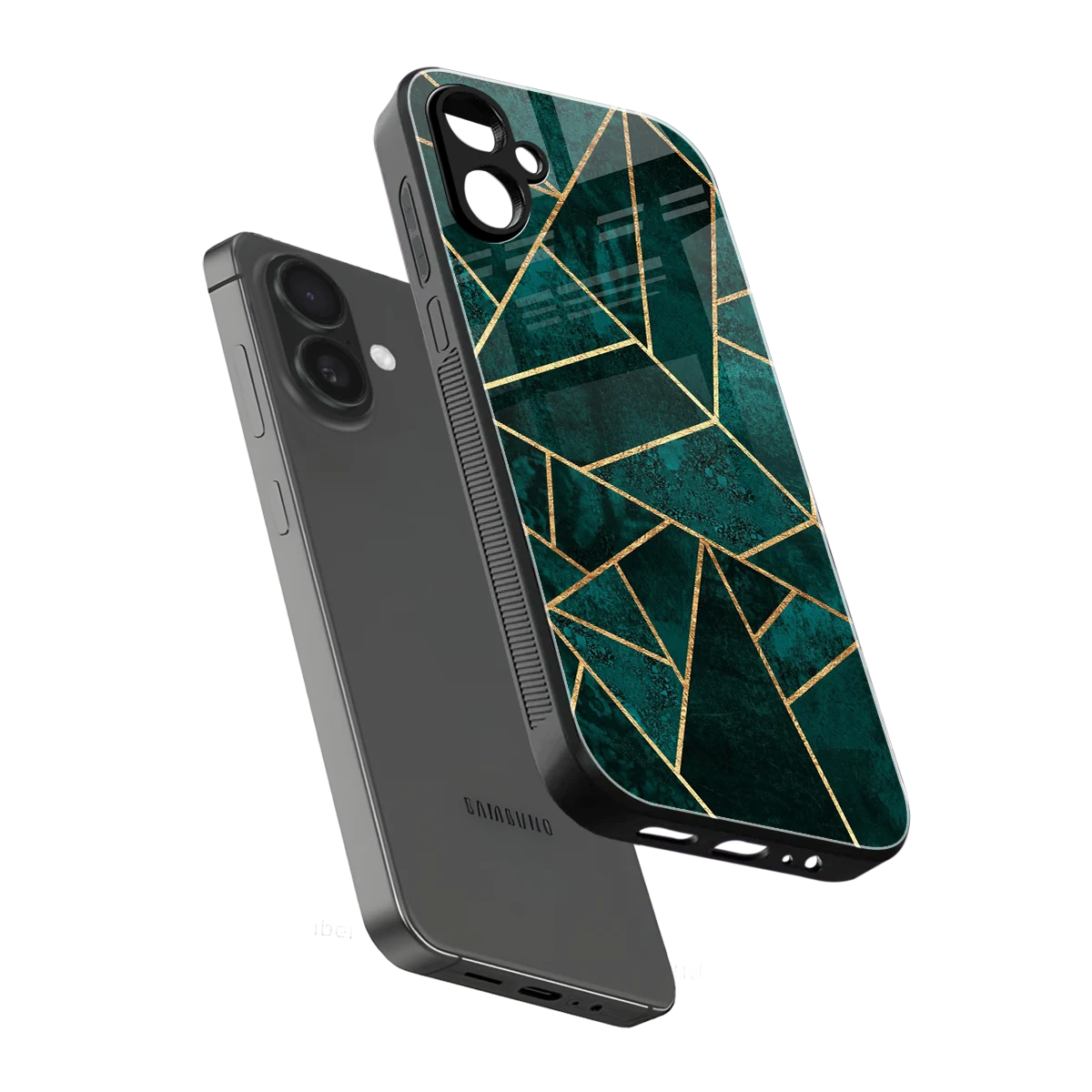 Emerald Geometry sleek samsung galaxy a06 5g cover with tempered glass back and TPU edges