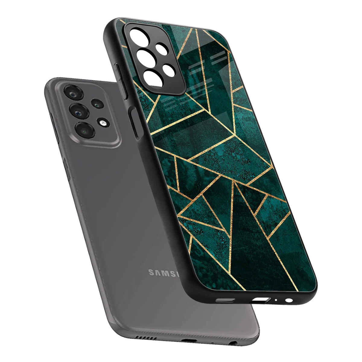 Emerald Geometry sleek samsung galaxy a23 cover with tempered glass back and TPU edges