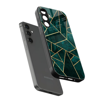 Emerald Geometry sleek samsung galaxy a35 5g cover with tempered glass back and TPU edges