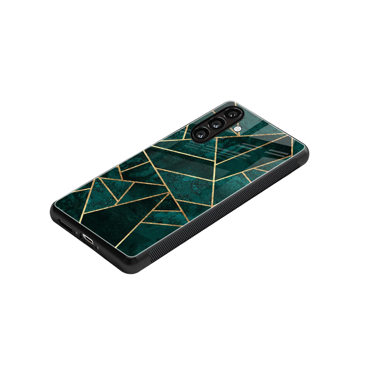 Emerald Geometry stylish phone case for samsung galaxy m35 5g | glossy glass and slim fit