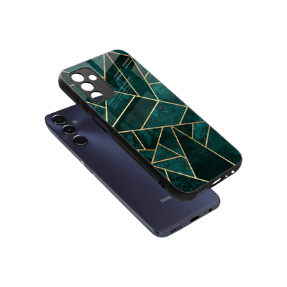 Emerald Geometry sleek samsung galaxy m14 5g cover with tempered glass back and TPU edges