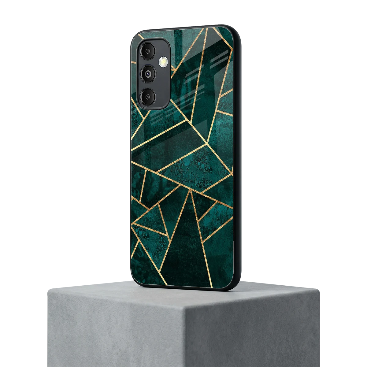 Emerald Geometry samsung galaxy m14 5g mobile cover | shockproof glass phone case