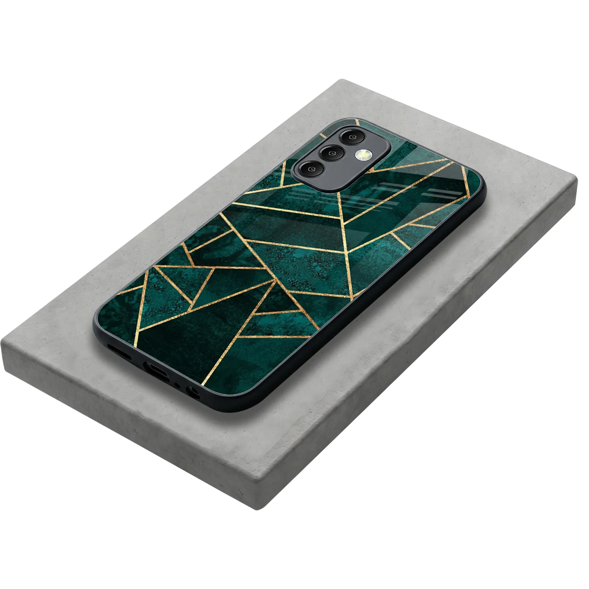Emerald Geometry stylish phone case for samsung galaxy m14 5g | glossy glass and slim fit