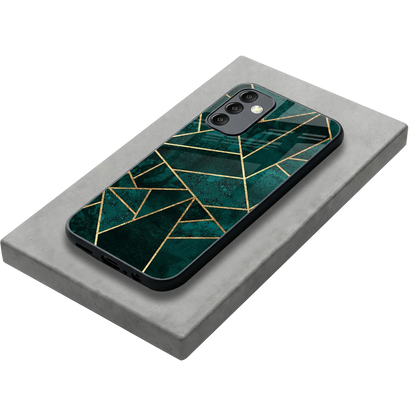 Emerald Geometry stylish phone case for samsung galaxy m14 5g | glossy glass and slim fit