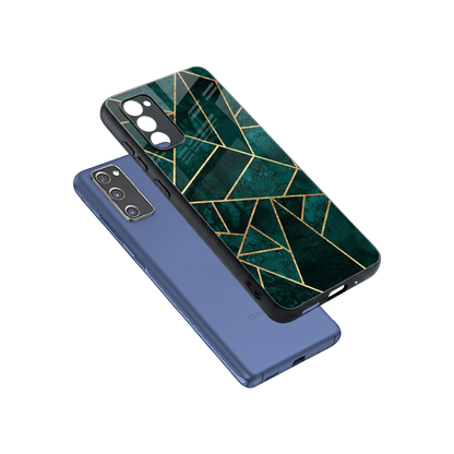 Emerald Geometry sleek samsung galaxy s20 fe cover with tempered glass back and TPU edges