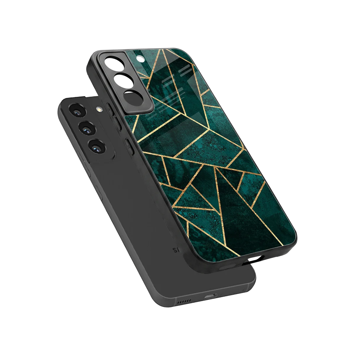 Emerald Geometry sleek samsung galaxy s22 cover with tempered glass back and TPU edges