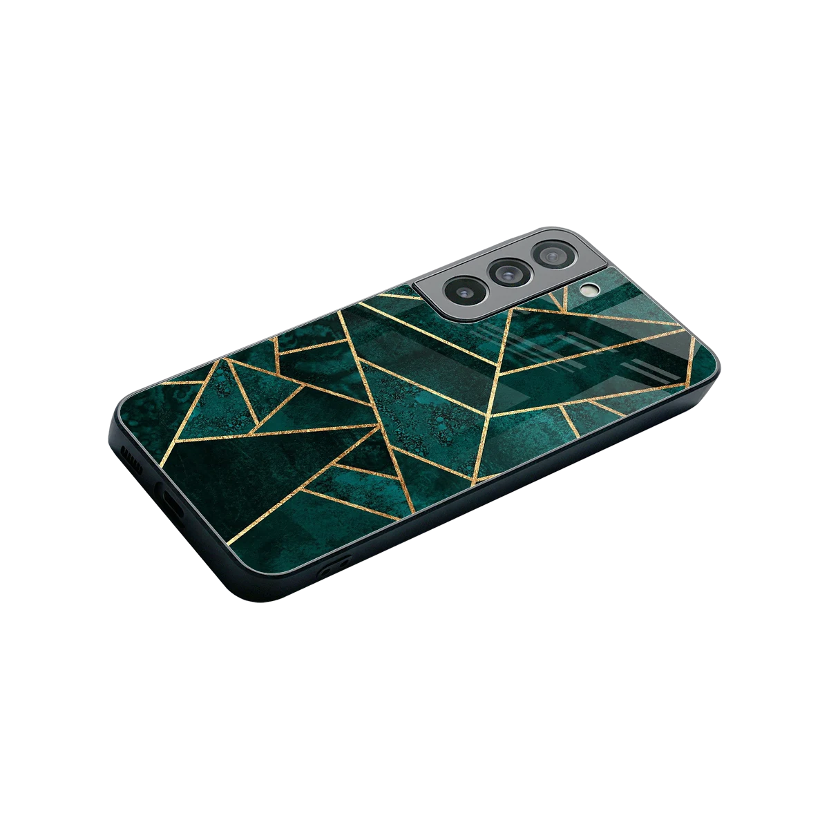 Emerald Geometry stylish phone case for samsung galaxy s22 | glossy glass and slim fit