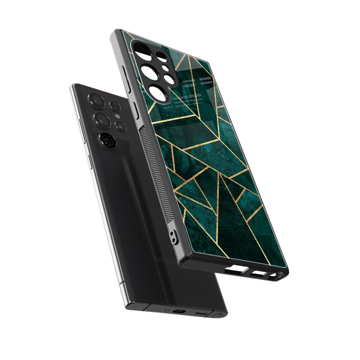 Emerald Geometry sleek samsung galaxy s24 ultra cover with tempered glass back and TPU edges