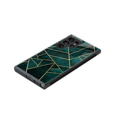 Emerald Geometry stylish phone case for samsung galaxy s24 ultra | glossy glass and slim fit