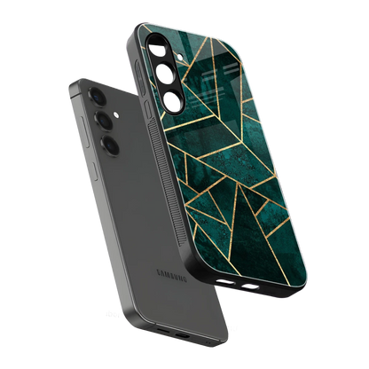 Emerald Geometry sleek samsung galaxy s25 cover with tempered glass back and TPU edges