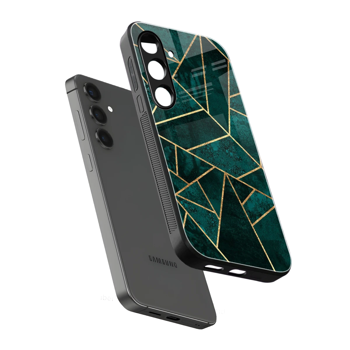 Emerald Geometry sleek samsung galaxy s24 cover with tempered glass back and TPU edges