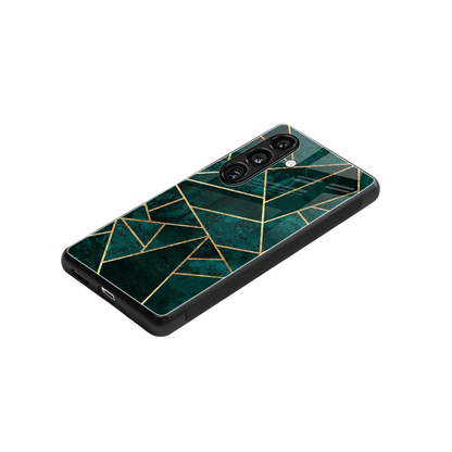 Emerald Geometry stylish phone case for samsung galaxy s24 | glossy glass and slim fit