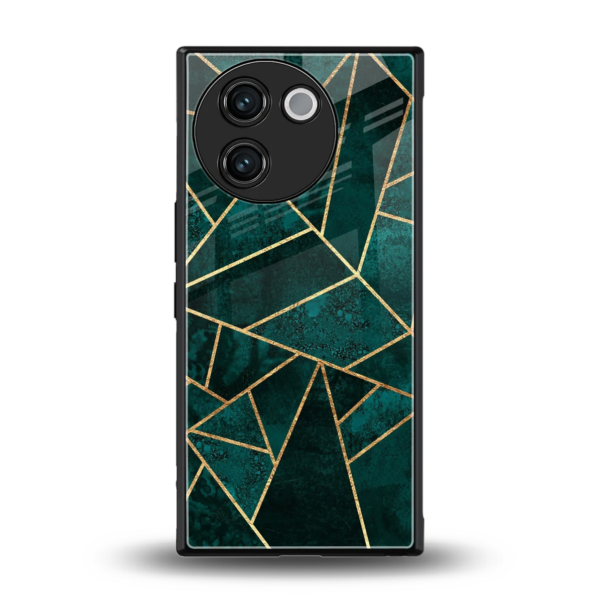 Emerald Geometry back phone cover | glass case for vivo v30e