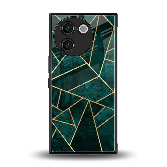 Emerald Geometry back phone cover | glass case for vivo v30e