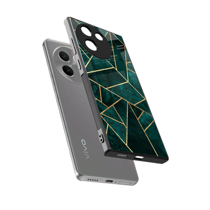 Emerald Geometry sleek vivo v30e cover with tempered glass back and TPU edges