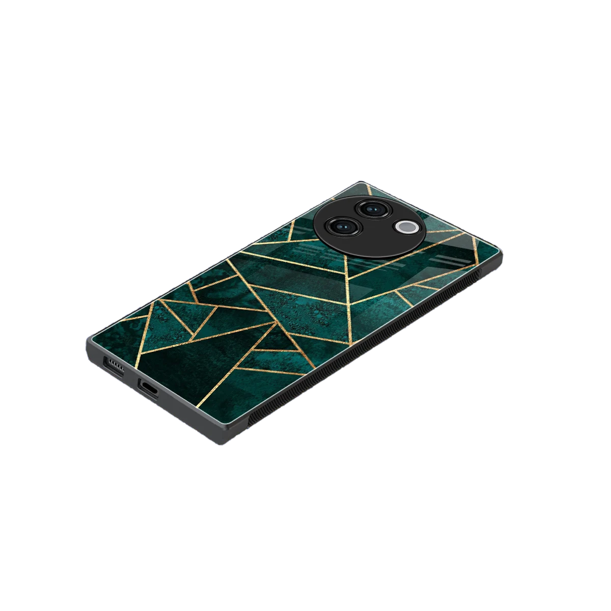 Emerald Geometry stylish phone case for vivo v30e | glossy glass and slim fit