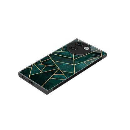 Emerald Geometry stylish phone case for vivo v30e | glossy glass and slim fit