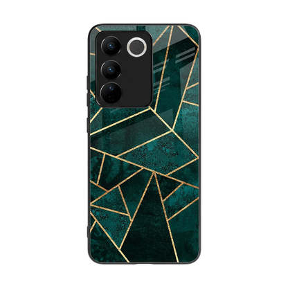 Emerald Geometry back phone cover | glass case for vivo v27 5g