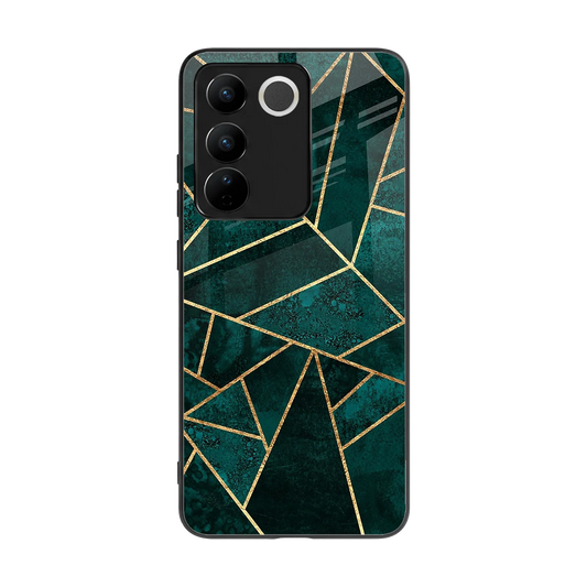 Emerald Geometry back phone cover | glass case for vivo v27 5g