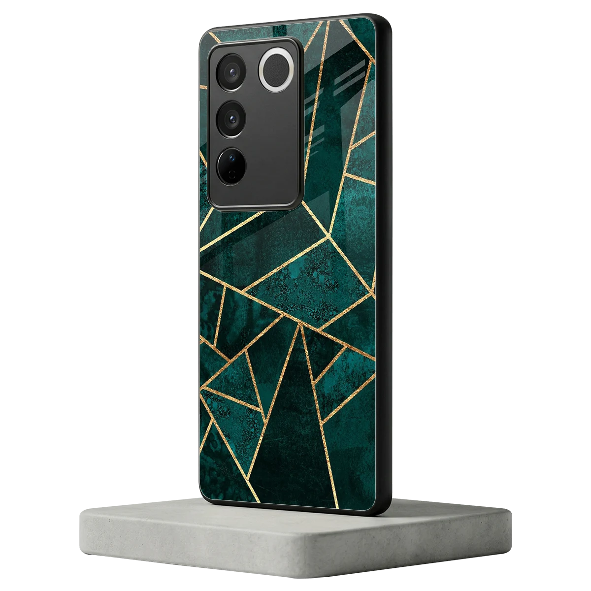 Emerald Geometry vivo v27 5g mobile cover | shockproof glass phone case