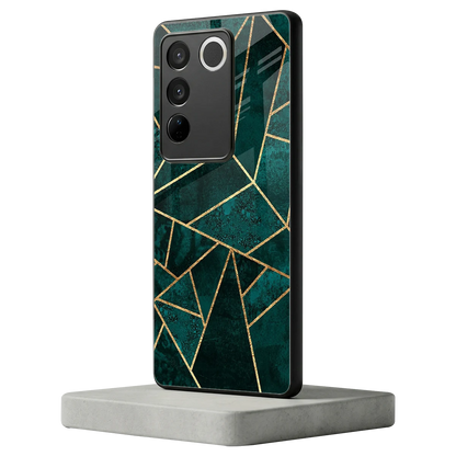 Emerald Geometry vivo v27 5g mobile cover | shockproof glass phone case