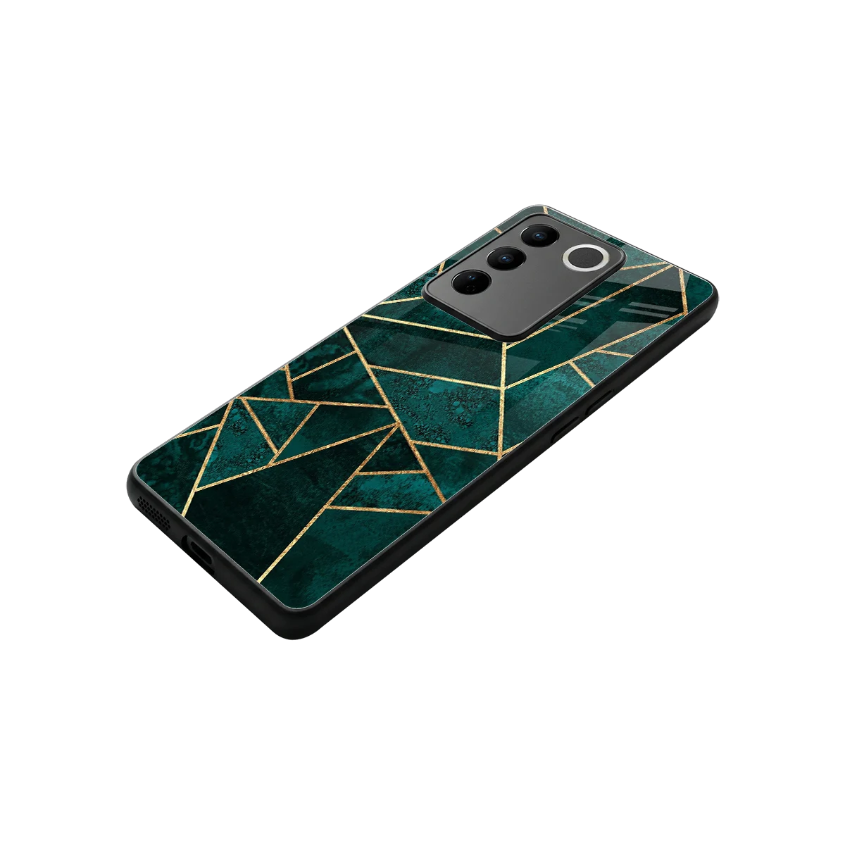 Emerald Geometry stylish phone case for vivo v27 5g | glossy glass and slim fit