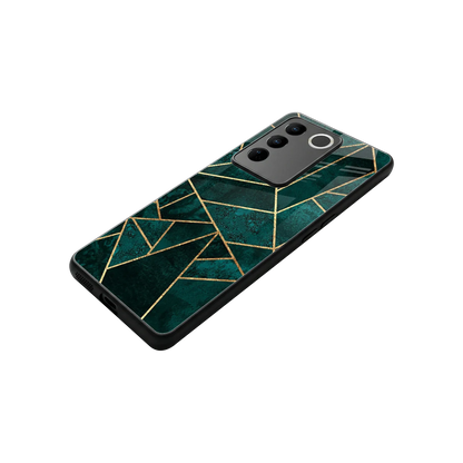 Emerald Geometry stylish phone case for vivo v27 5g | glossy glass and slim fit