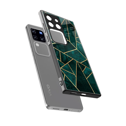 Emerald Geometry sleekvivo v30 pro cover with tempered glass back and TPU edges
