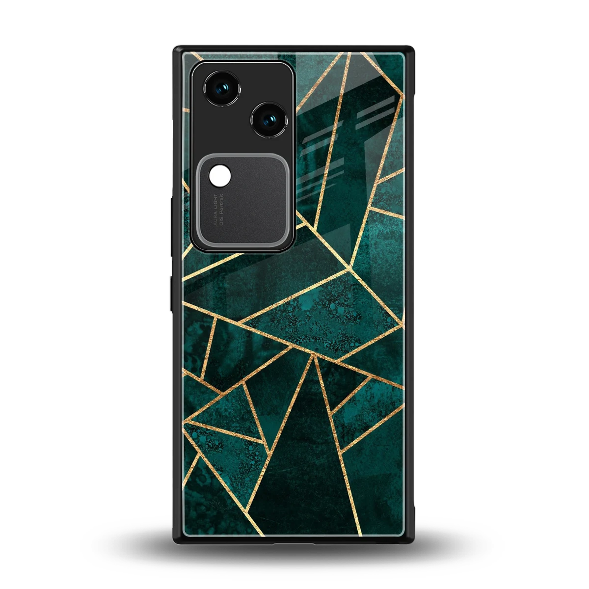 Emerald Geometry back phone cover | glass case for vivo v30