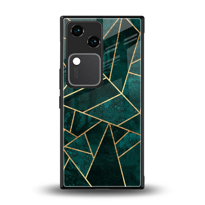Emerald Geometry back phone cover | glass case for vivo v30