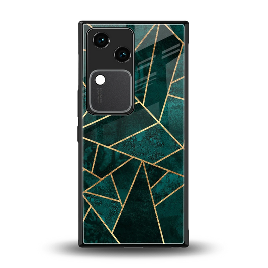Emerald Geometry back phone cover | glass case for vivo v30