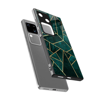 Emerald Geometry sleek vivo v30 cover with tempered glass back and TPU edges