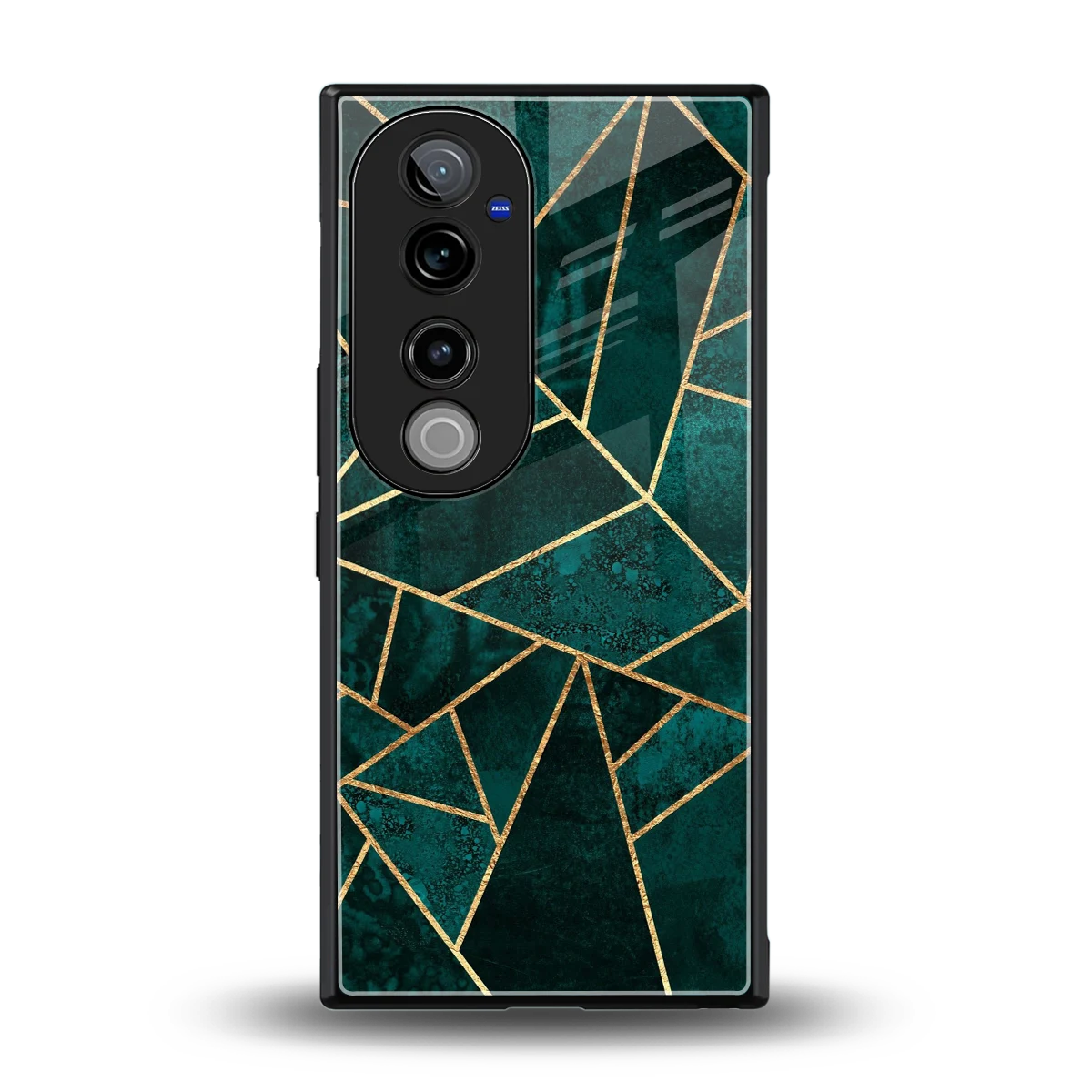 Emerald Geometry back phone cover | glass case for vivo v40 pro