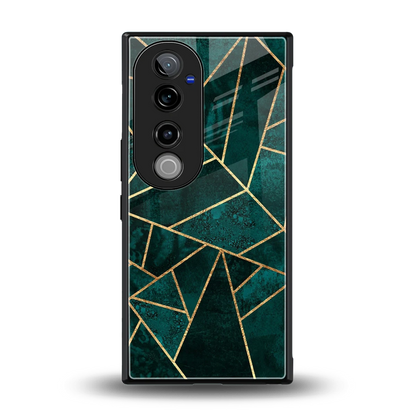 Emerald Geometry back phone cover | glass case for vivo v40 pro